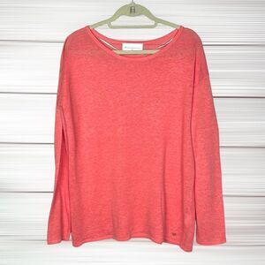 NWOT SOUTHERN TIDE Coral Knit Linen Boat Neck Long Sleeve Oversize Top Blouse M